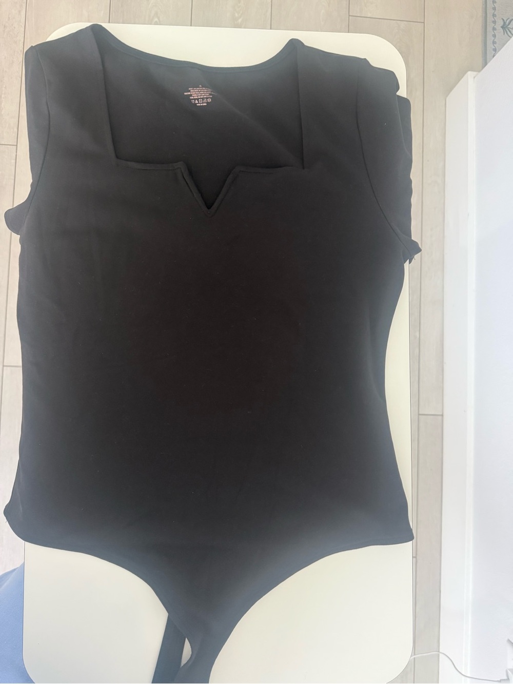 Black Women's V-Neck Cap Sleeve Bodysuit#M20